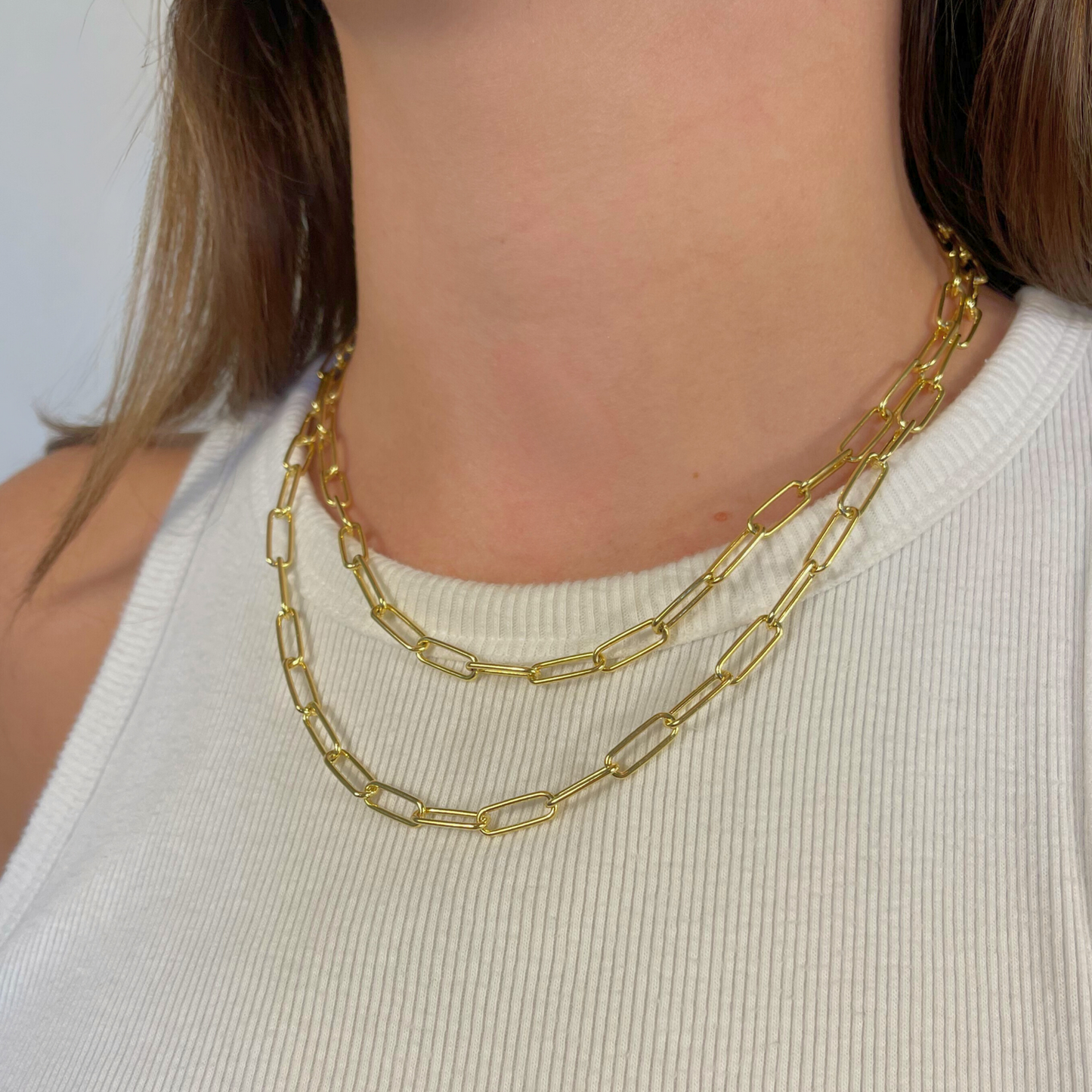 14K Gold Plated Paper Clip Necklace