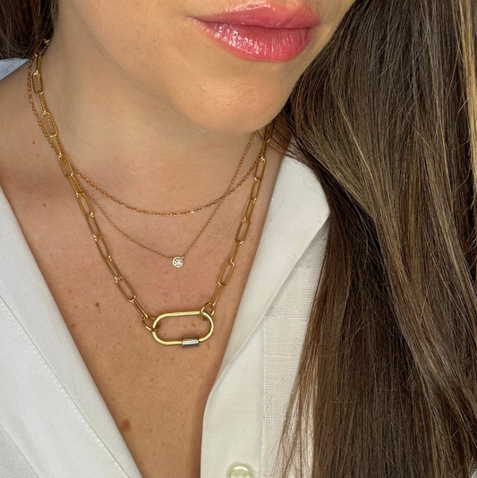 Paper Clip Chain Necklace with O-Ring Lock