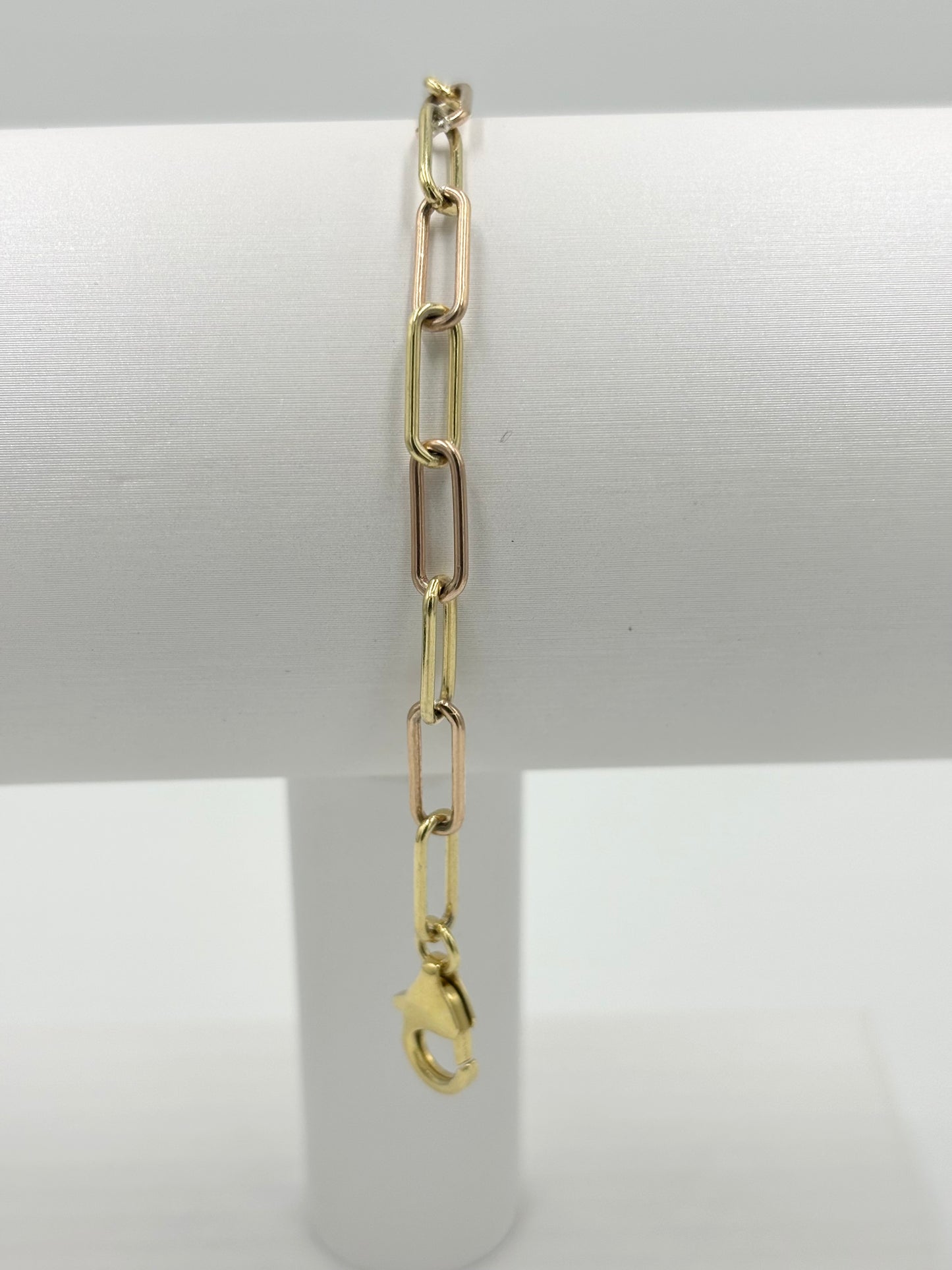 Two-Tone Yellow and Rose Gold Paper Clip Necklace