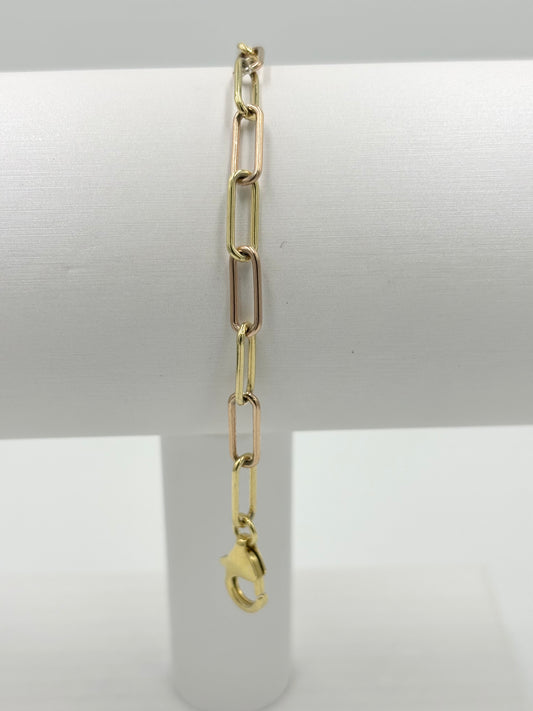 Two-Tone Yellow and Rose Gold Paper Clip Necklace