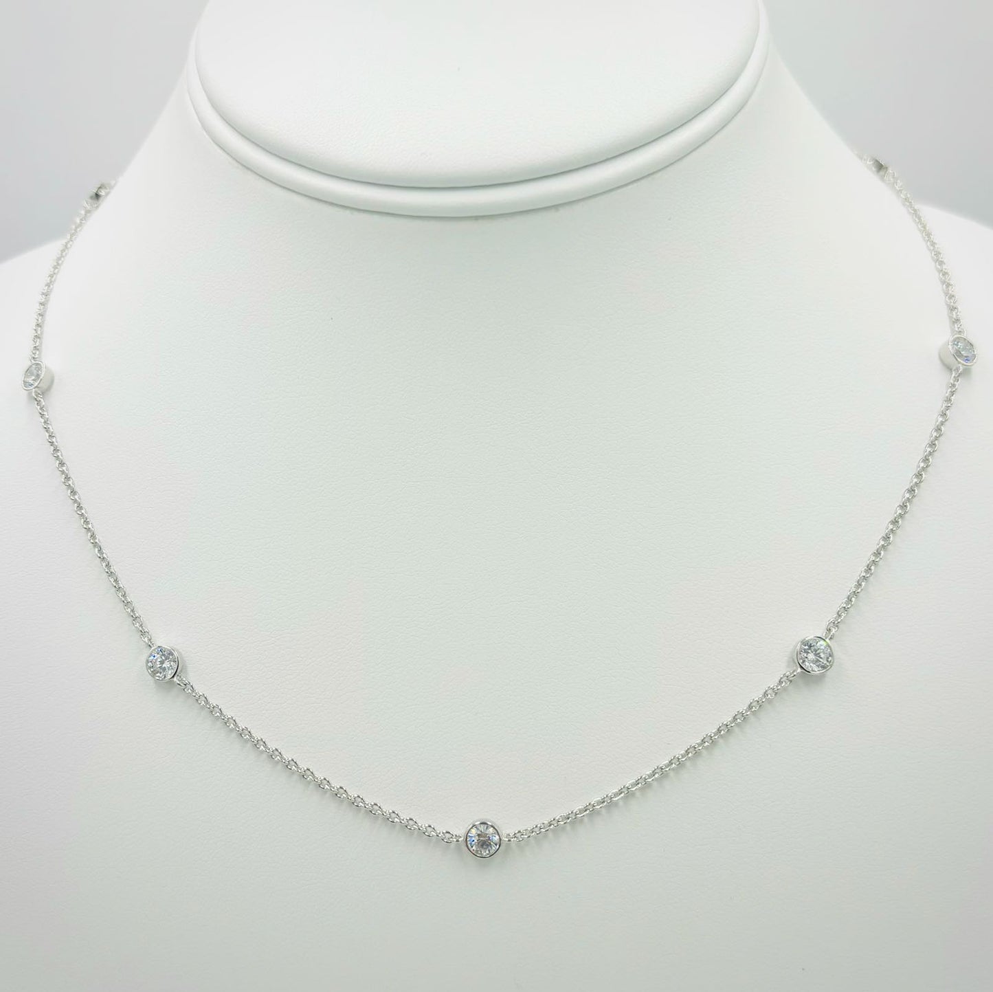 Sterling Silver CZ Station Necklace