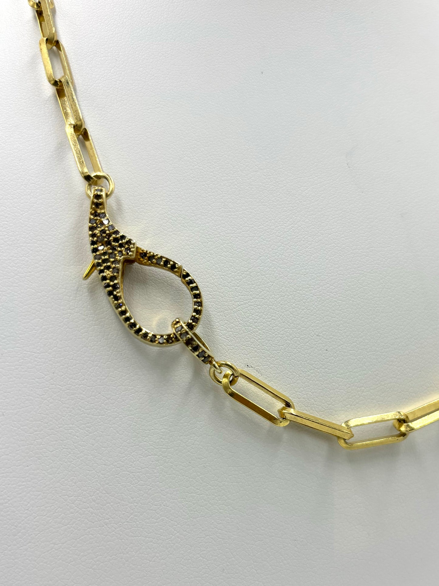 Bold Paper Clip Necklace with Large Champagne Diamond Clasp