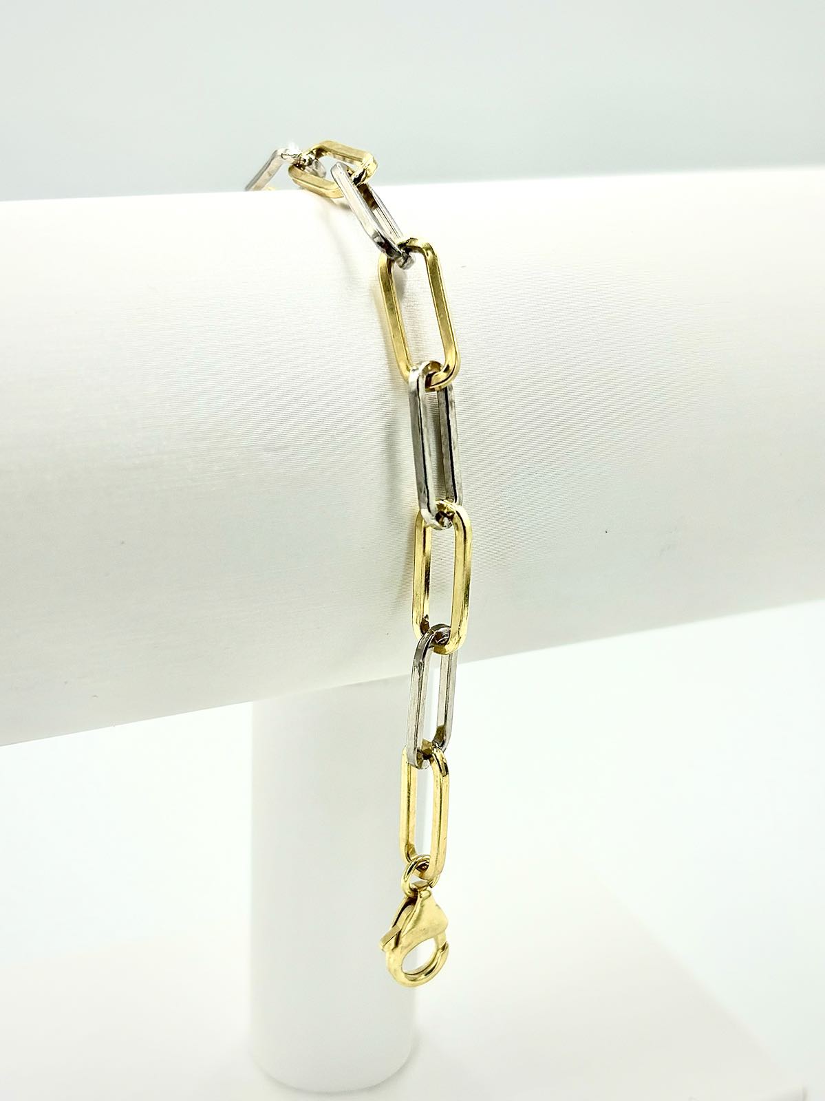 Bold Two-Tone Silver and Gold Paper Clip Bracelet