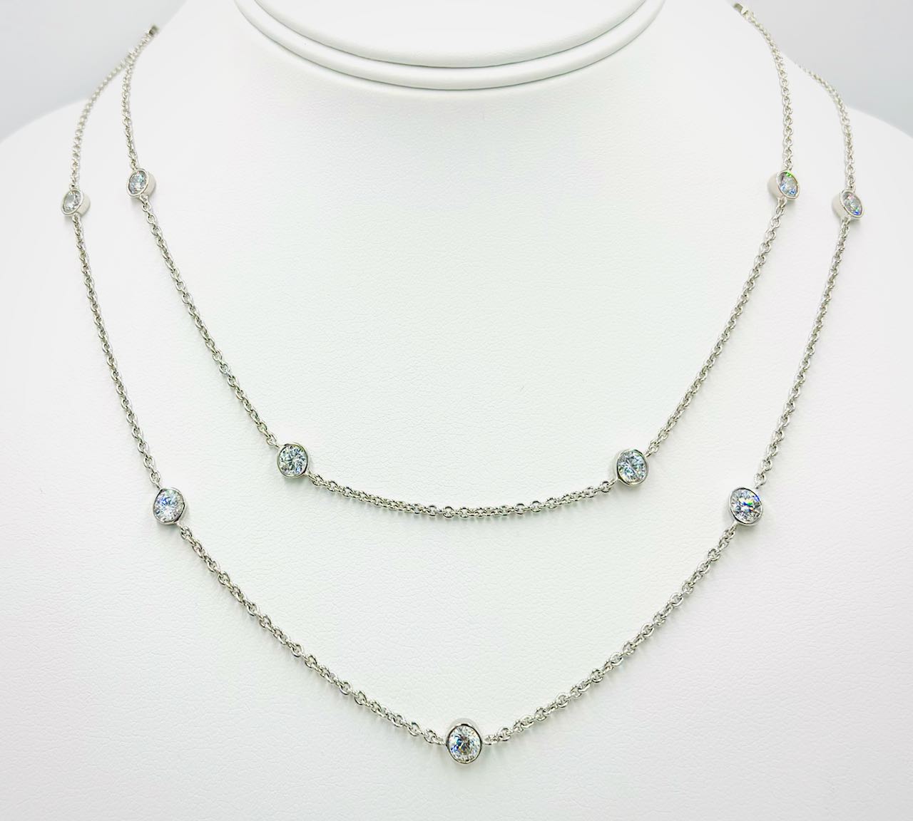 Sterling Silver CZ Station Necklace