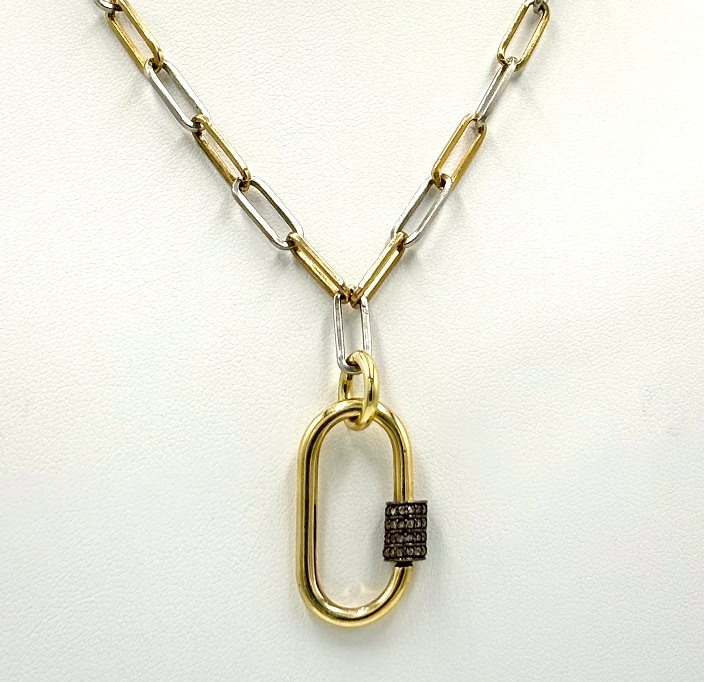 Medium Carabiner Lock with Oxidized Champagne Diamond Clasp