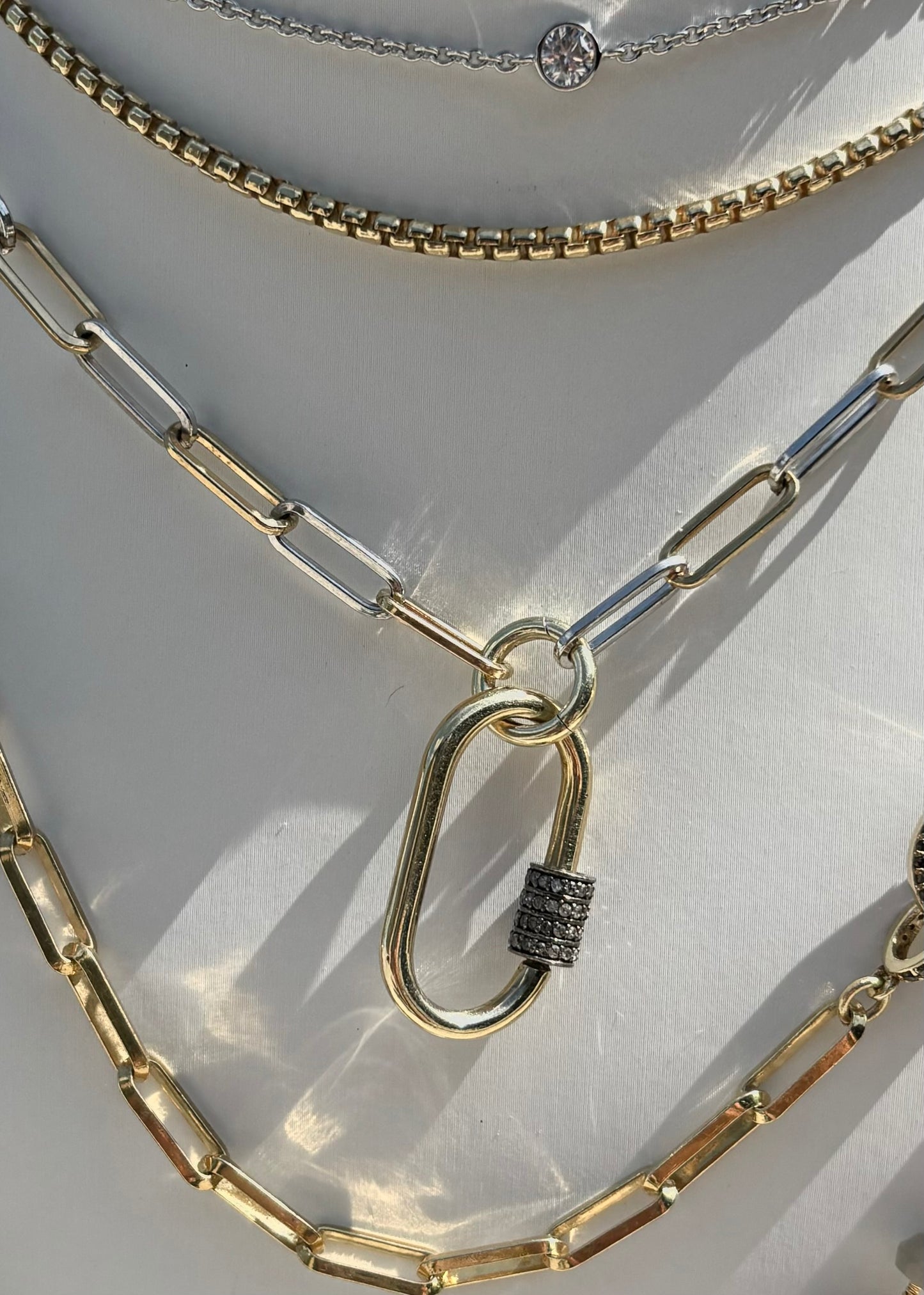 Medium Carabiner Lock with Oxidized Champagne Diamond Clasp