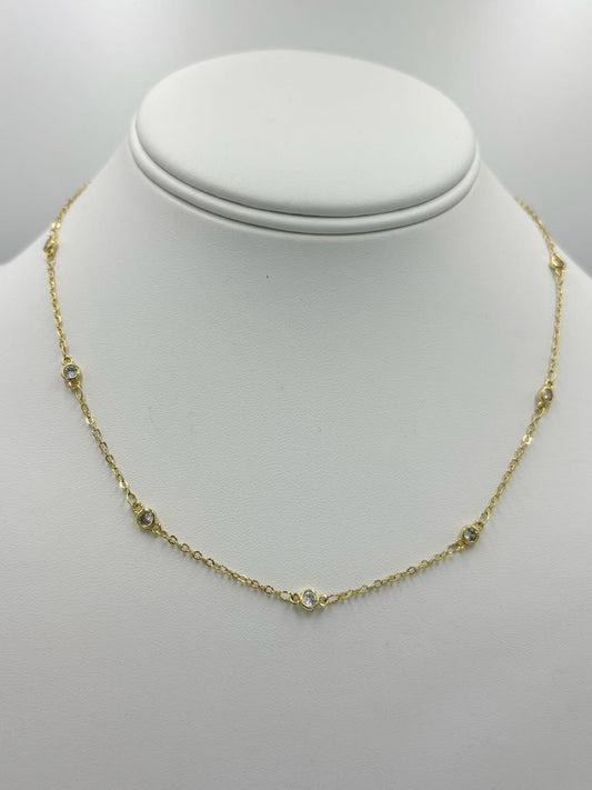 Gold Filled CZ Station Necklace