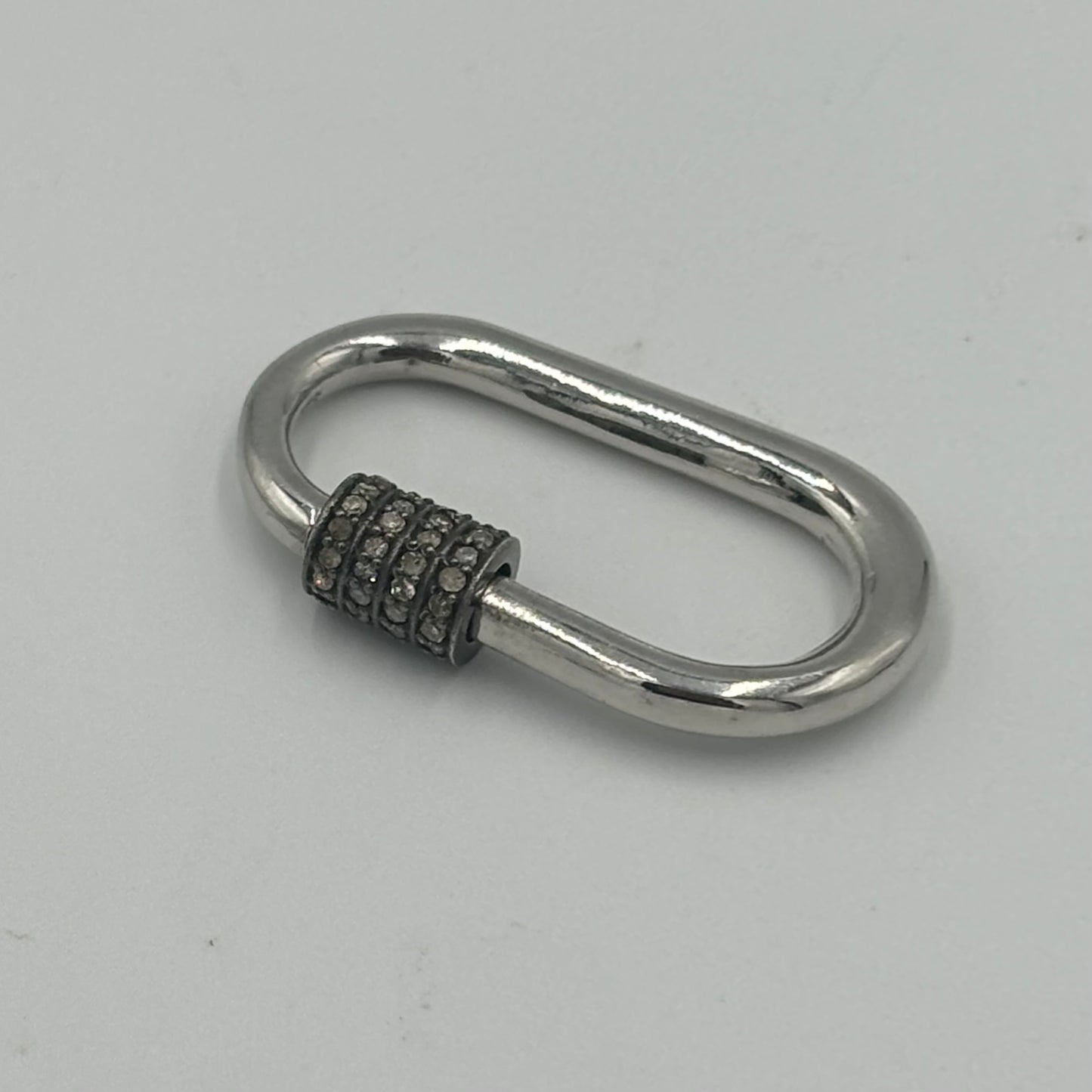 Medium Sterling Carabiner with Oxidized Champagne Diamond Clasp