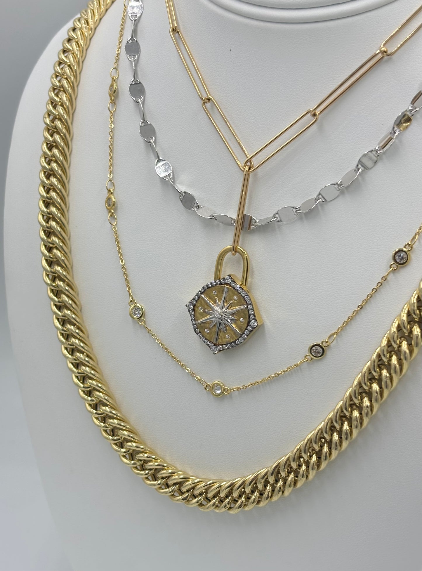 Gold Filled CZ Station Necklace