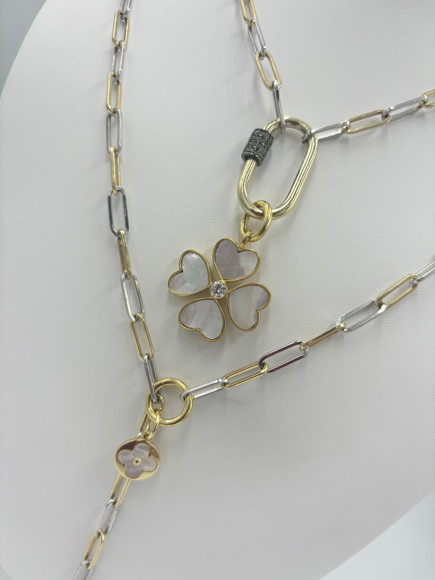 14K Gold Plated Two-Tone Silver and Gold Paper Clip Necklace