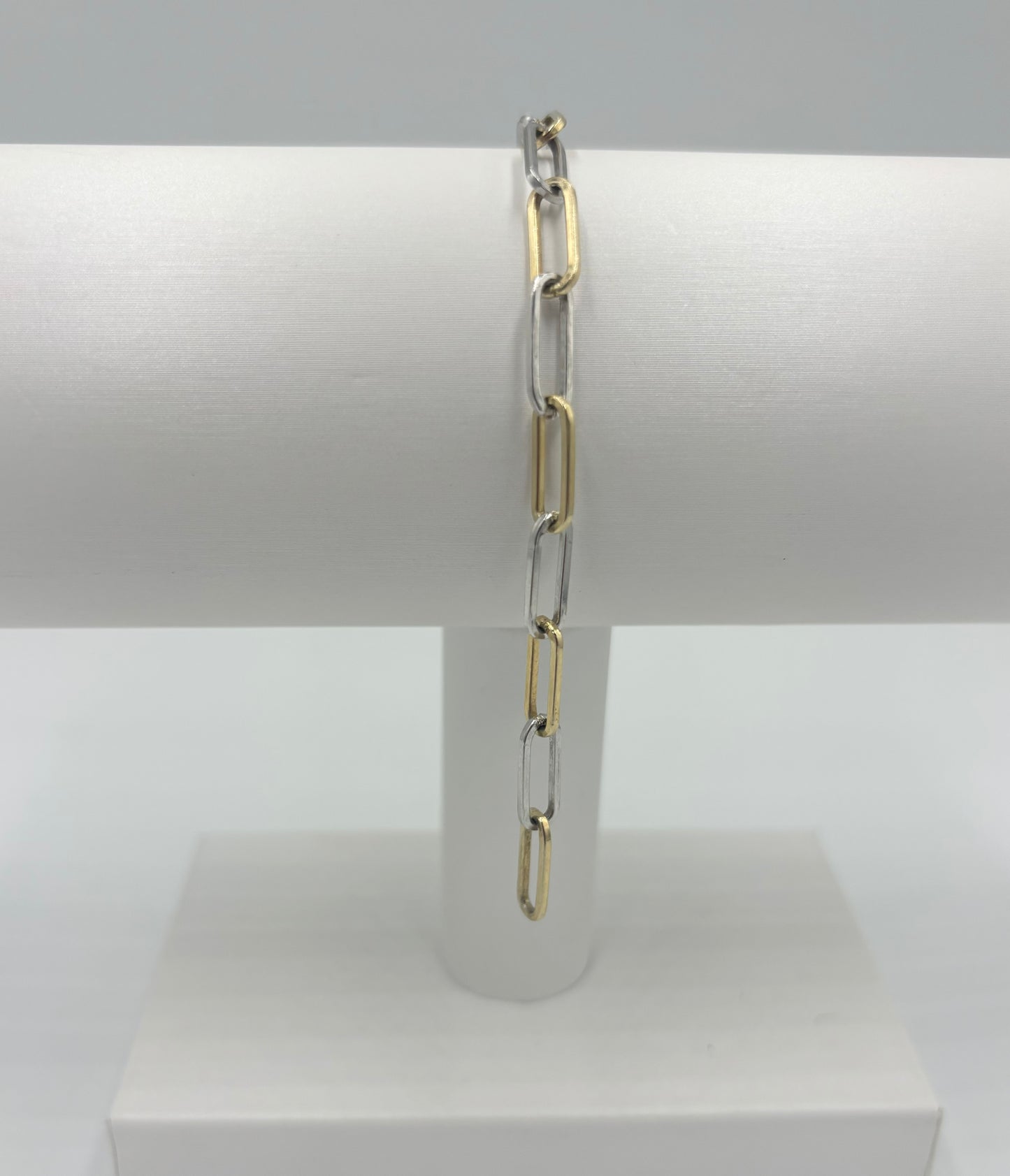 14K Gold Plated Two-Tone Silver and Gold Paper Clip Necklace