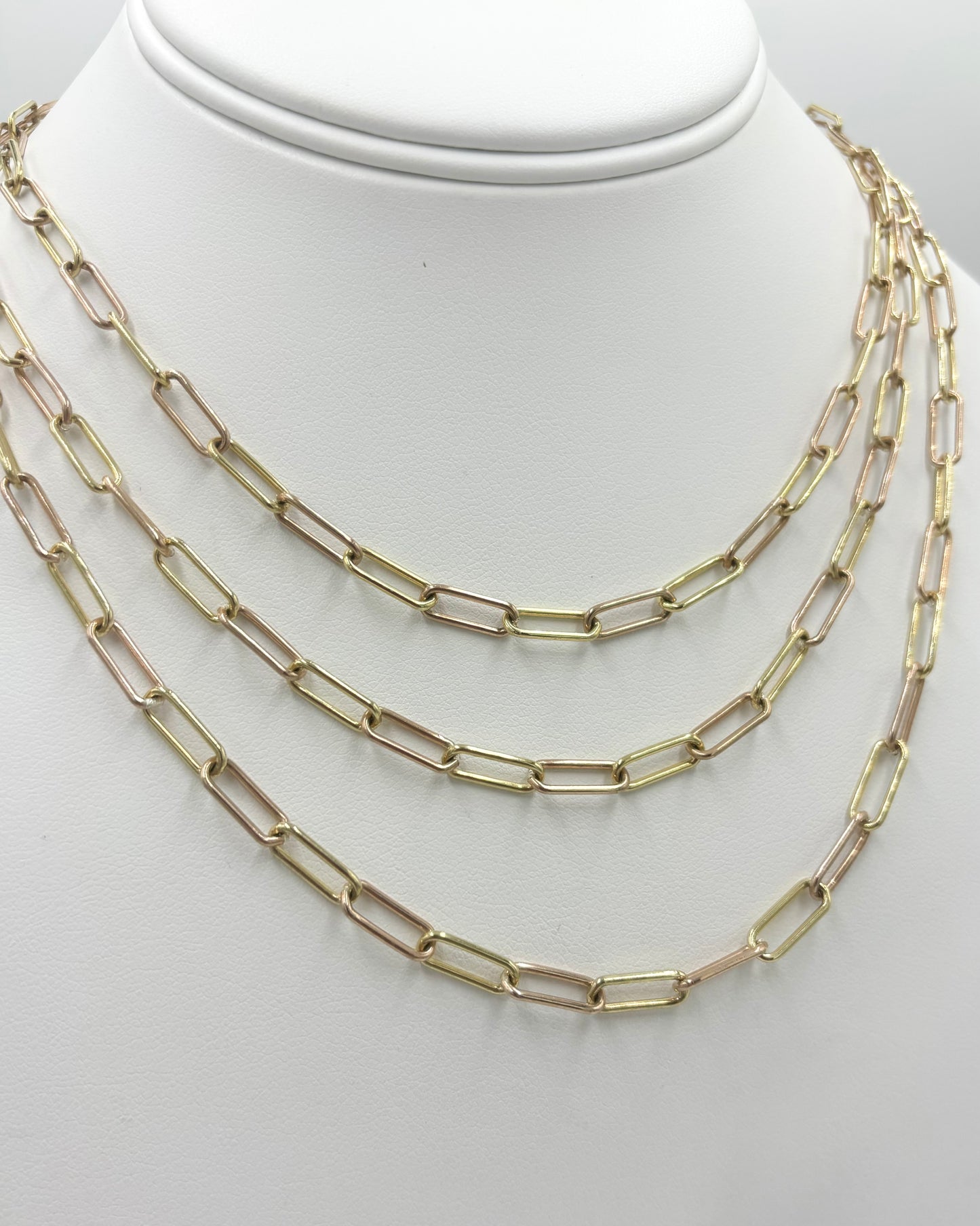 Two-Tone Yellow and Rose Gold Paper Clip Necklace