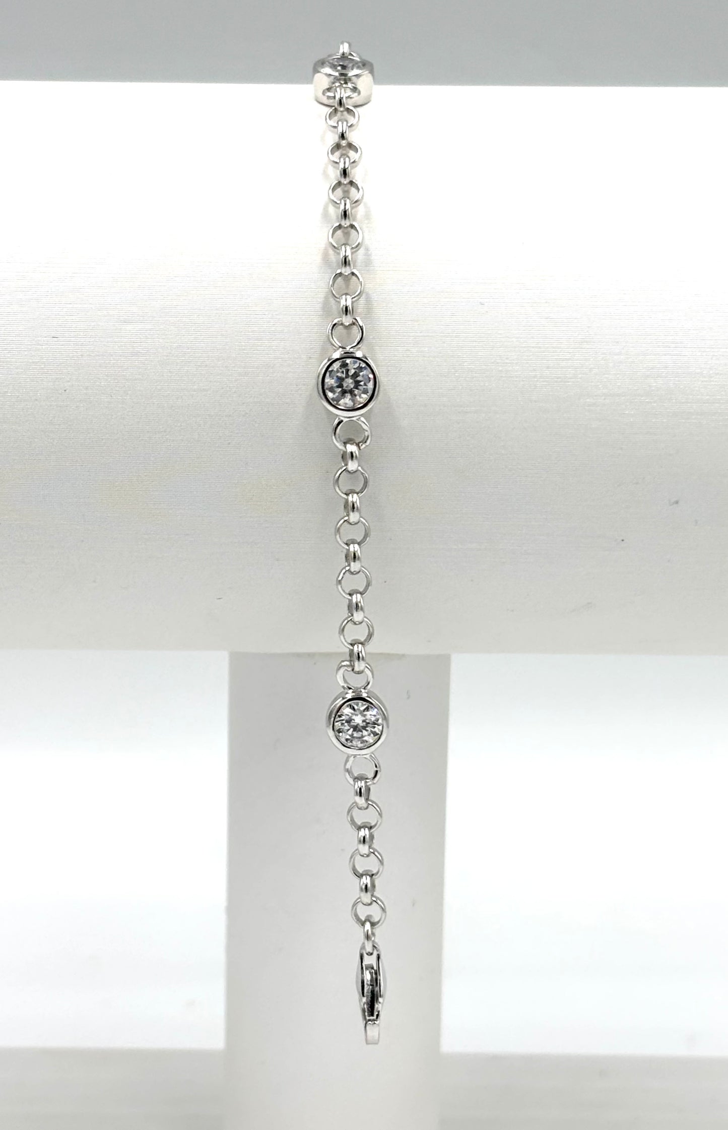 Silver 925 Rhodium Plated Clear CZ Bracelet