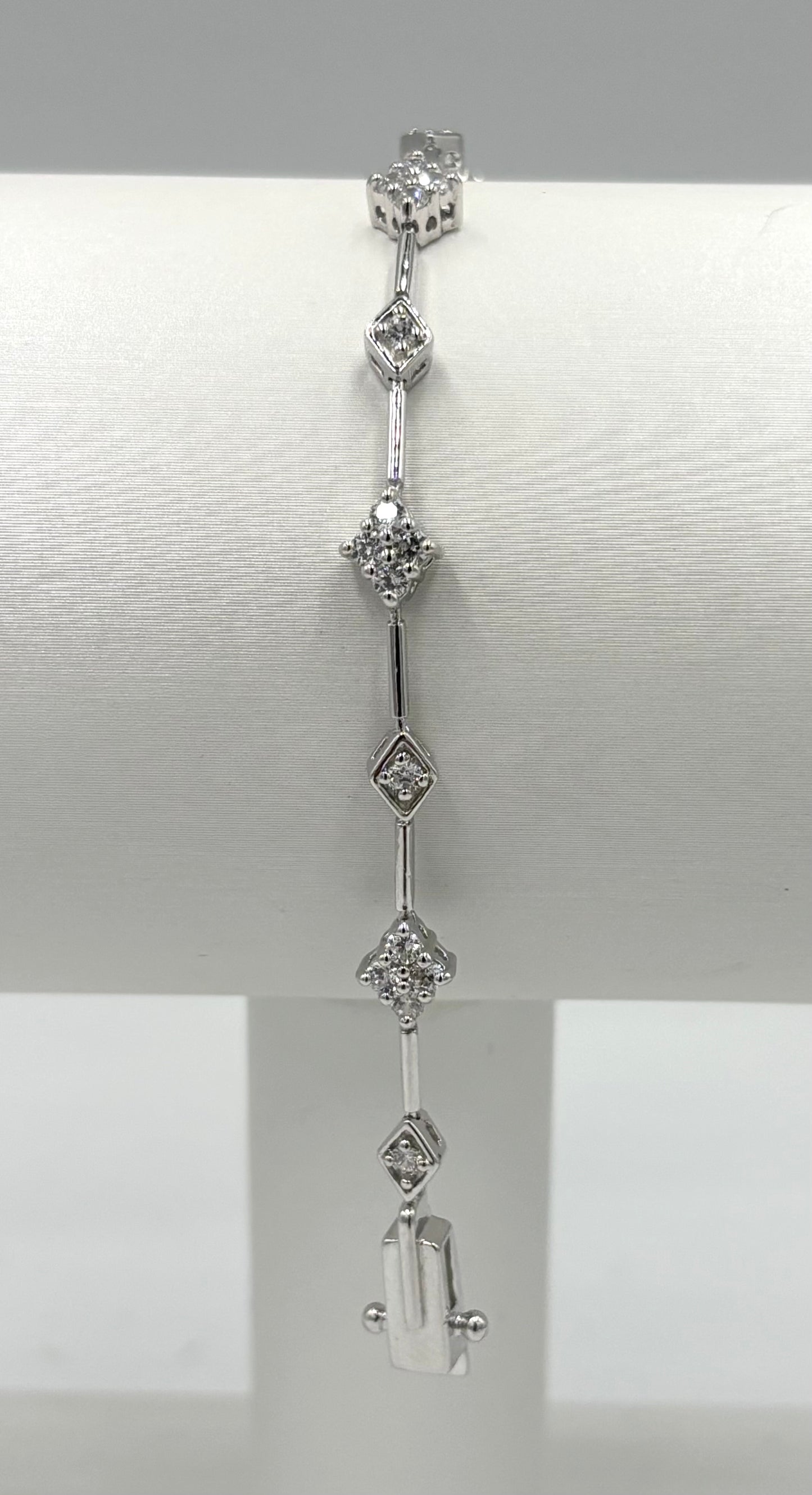 Rhodium Plated 925 Sterling Silver Dainty Clear CZ Tennis Bracelet