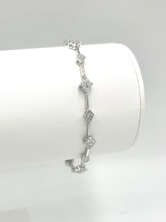 Rhodium Plated 925 Sterling Silver Dainty Clear CZ Tennis Bracelet