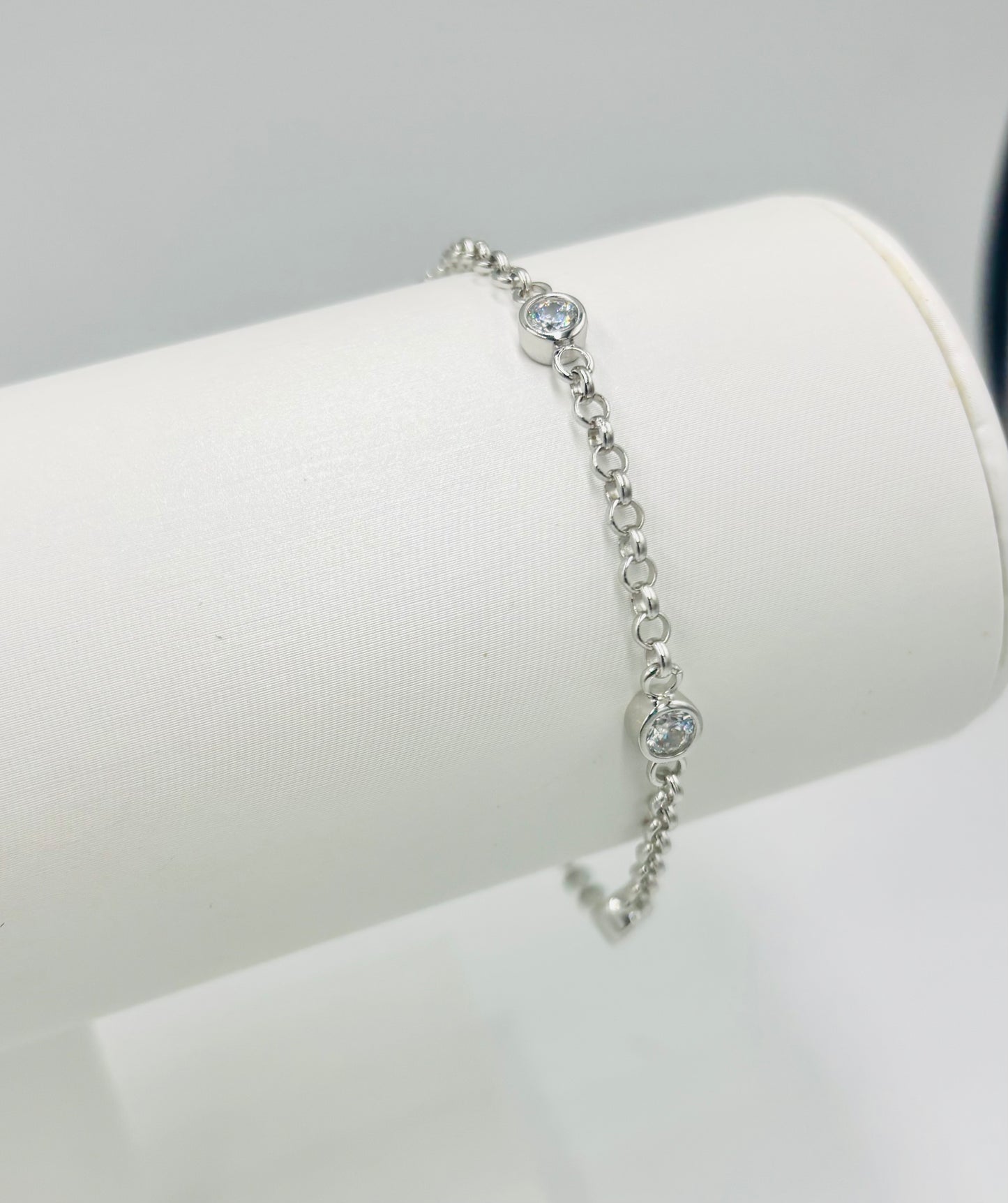 Silver 925 Rhodium Plated Clear CZ Bracelet