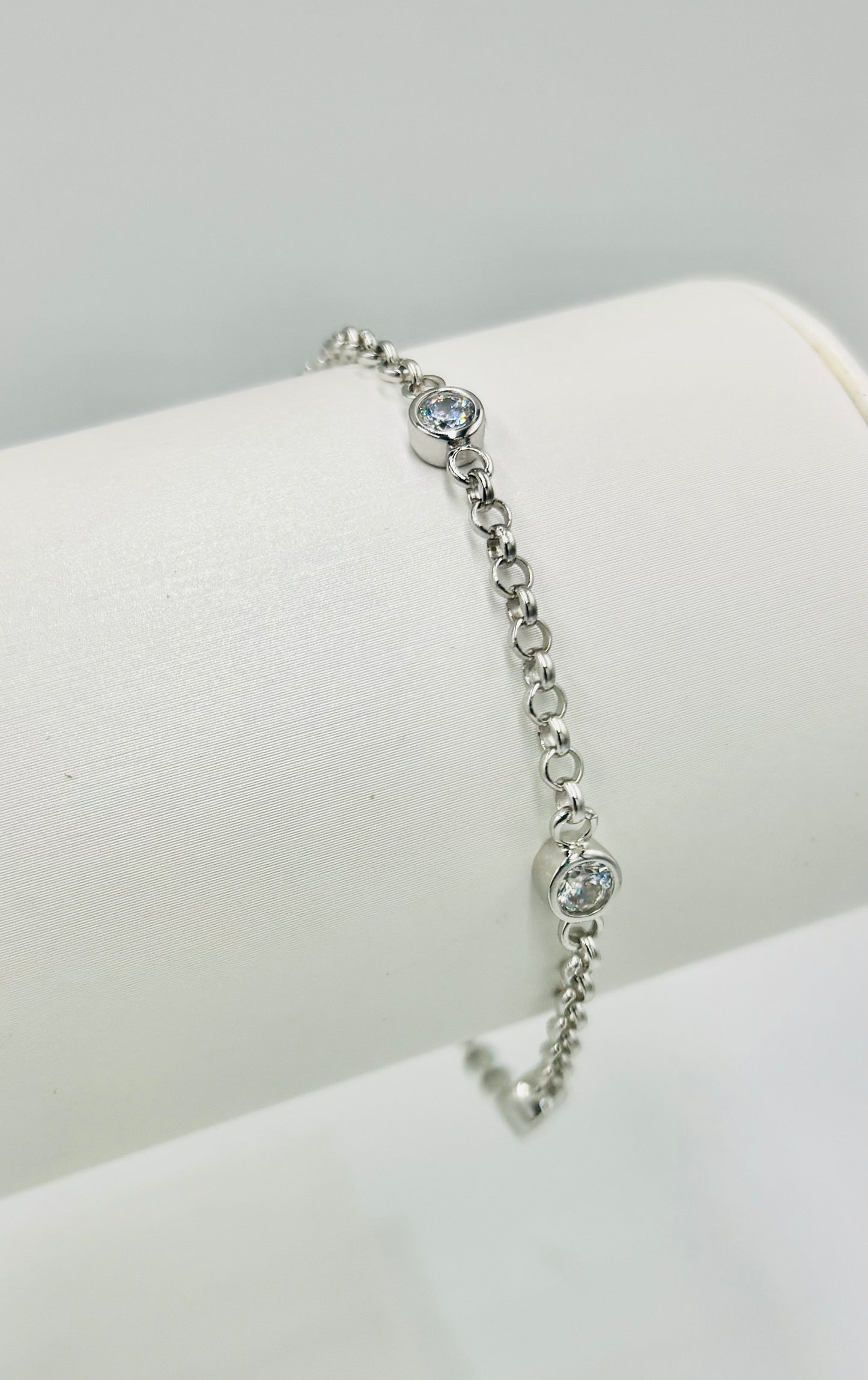 Silver 925 Rhodium Plated Clear CZ Bracelet