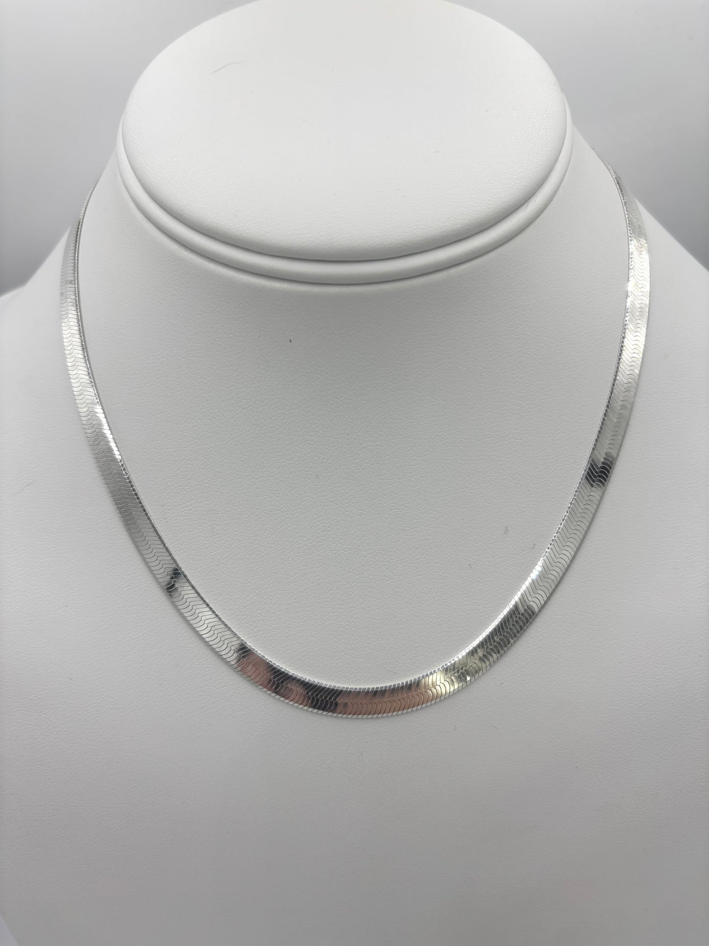 925 Sterling Silver Polished Herringbone Necklace