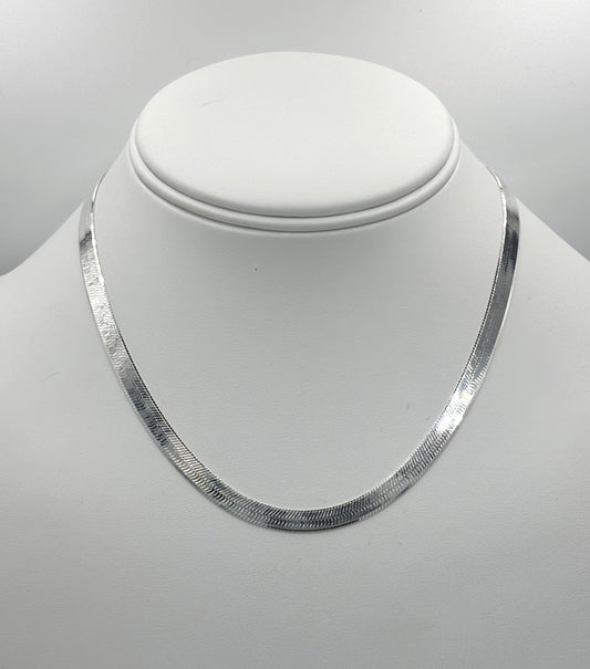 925 Sterling Silver Polished Herringbone Necklace