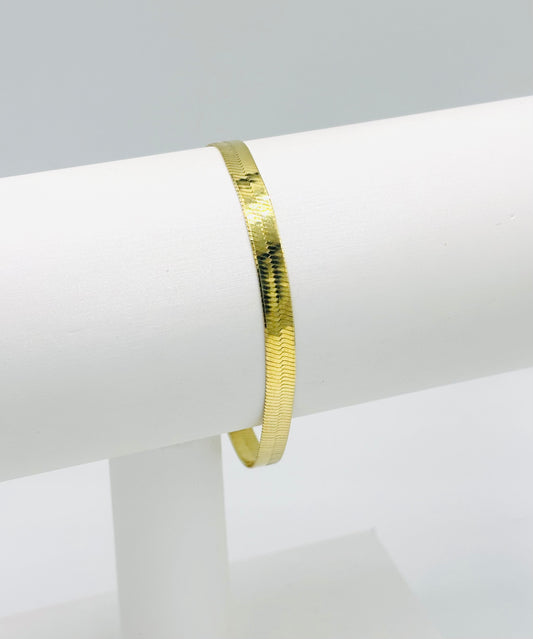 14K Gold Plated 925 Sterling Silver Herringbone Bracelet