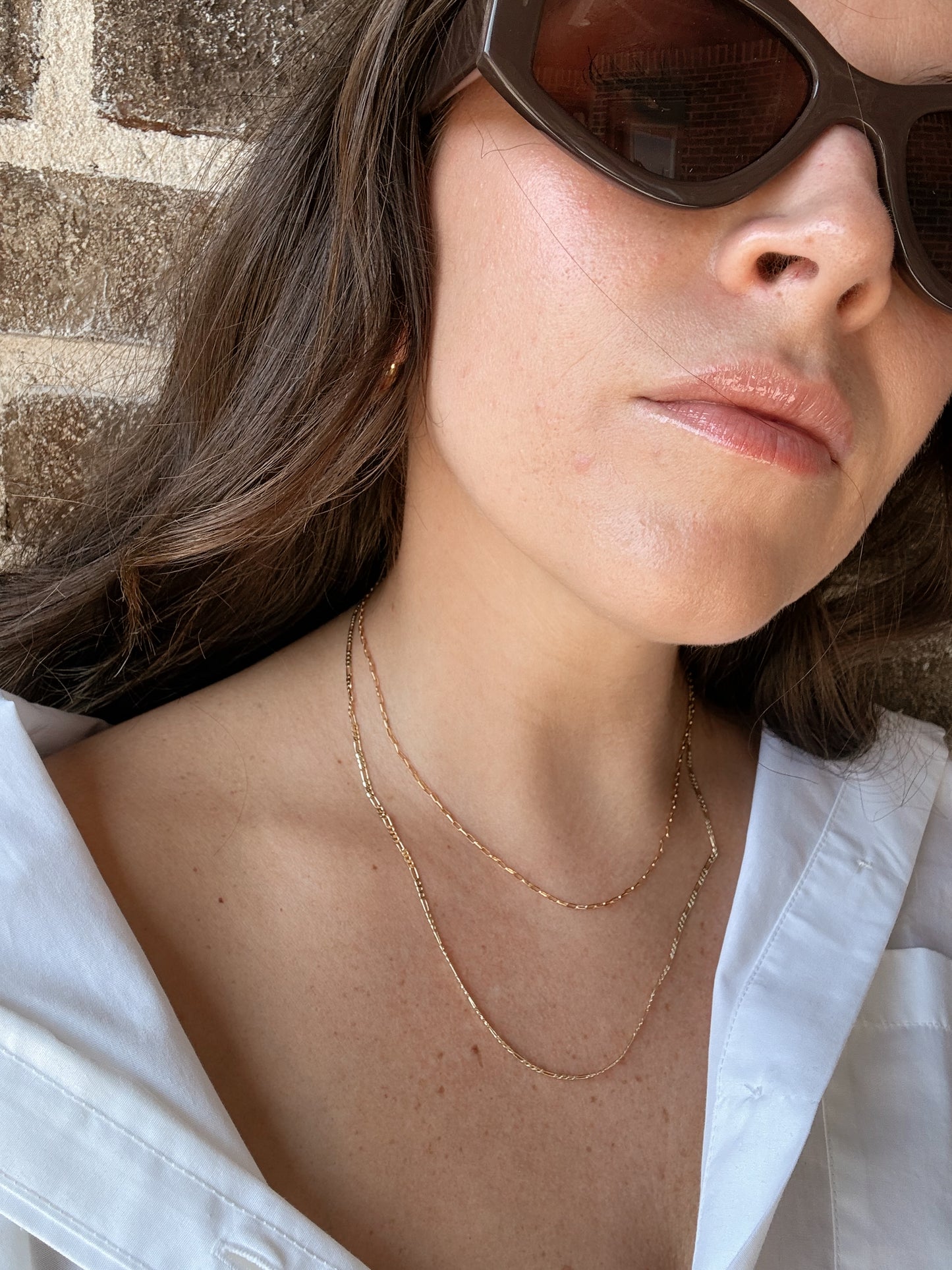 Dainty Elongated Square Box Chain Necklace